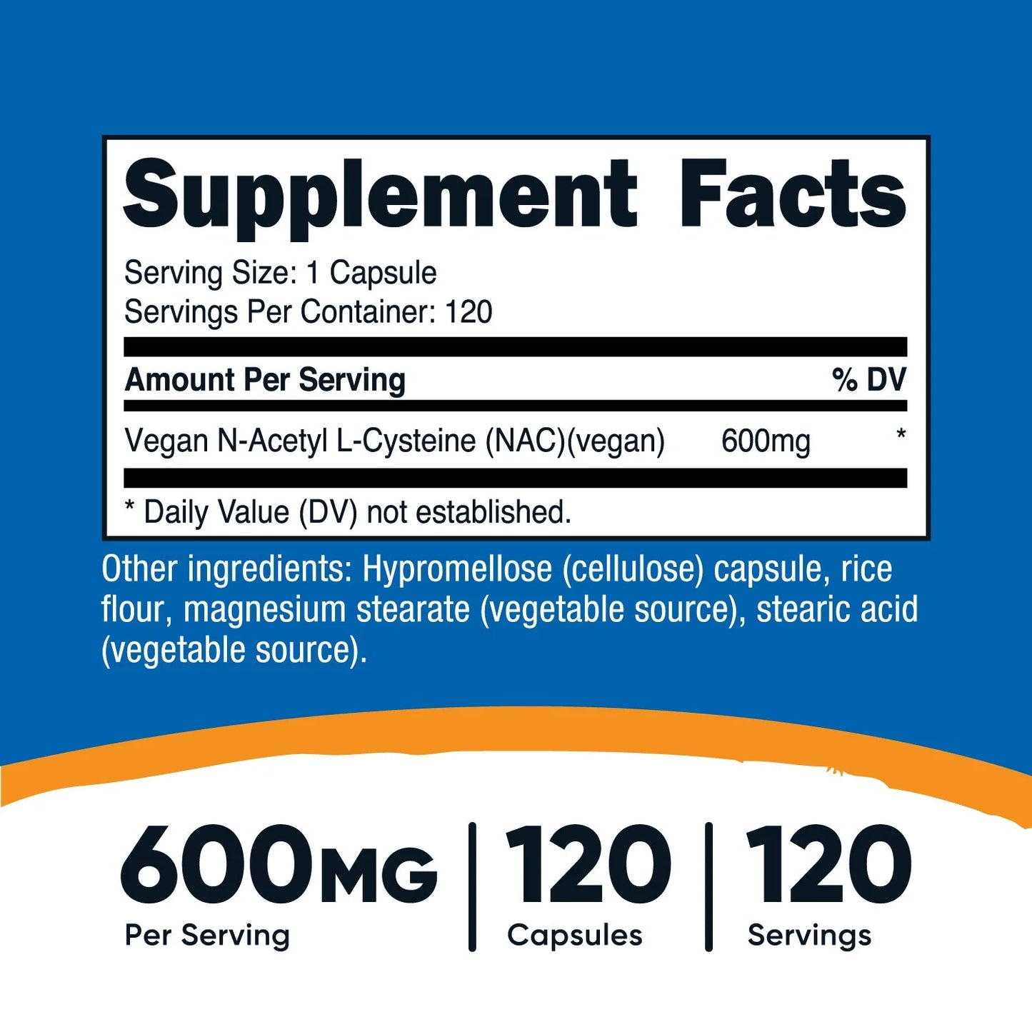 NAC 600 MG N-ACETILCISTEINA 120 CAPSULAS NUTRICOST