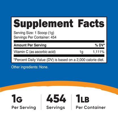 NUTRICOST, VITAMINA C, SIN SABOR, 454 G (16 OZ)